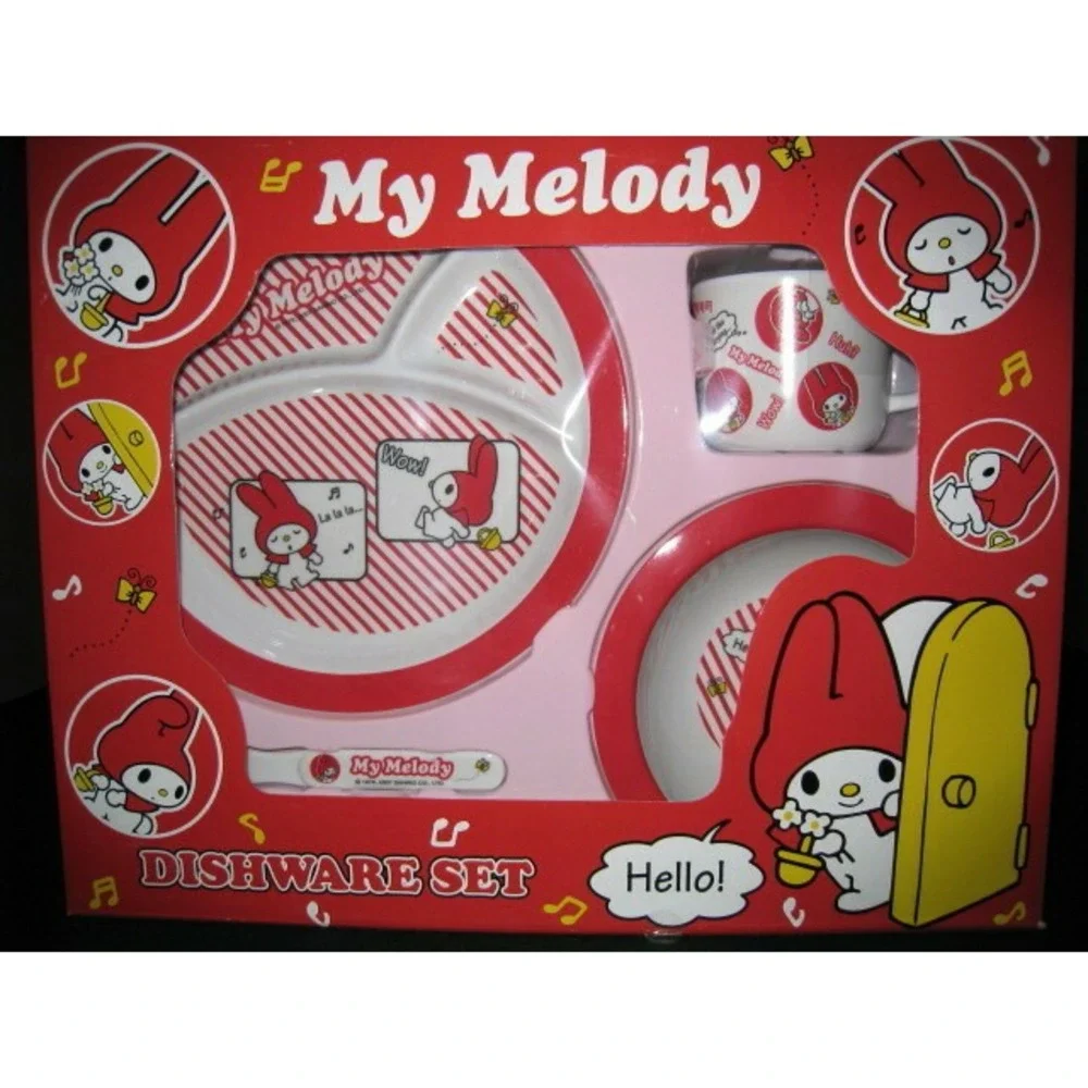New My Melody dishware for kid, Set includes Mug Bowl Plate spoon fork very cute